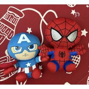 TY Beanie Baby 5”‎ SPIDER-MAN Spiderman (Marvel) Capt America Plush Toy Lot